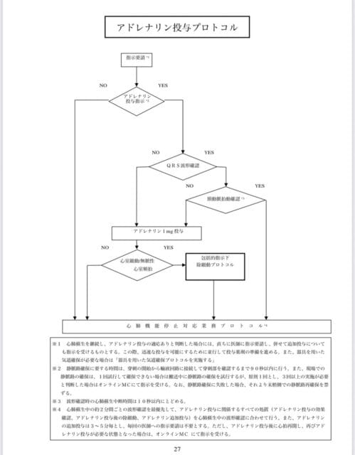 アドレナリン投与プロトコル
