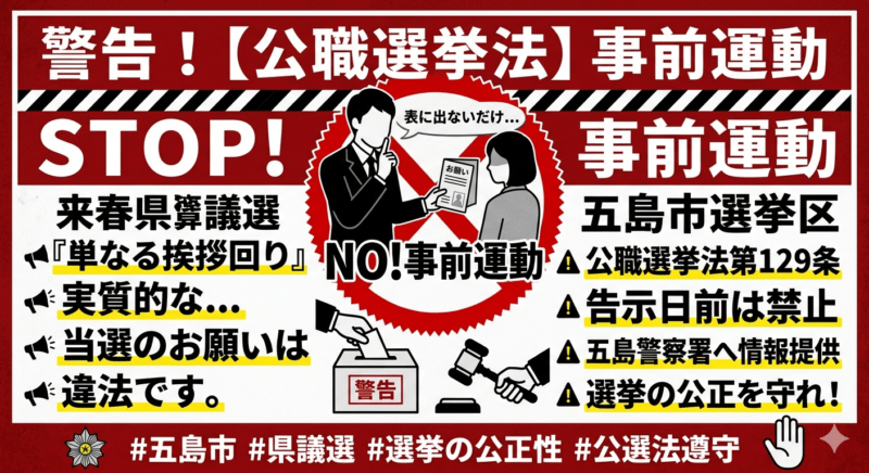 警告！公職選挙法事前運動